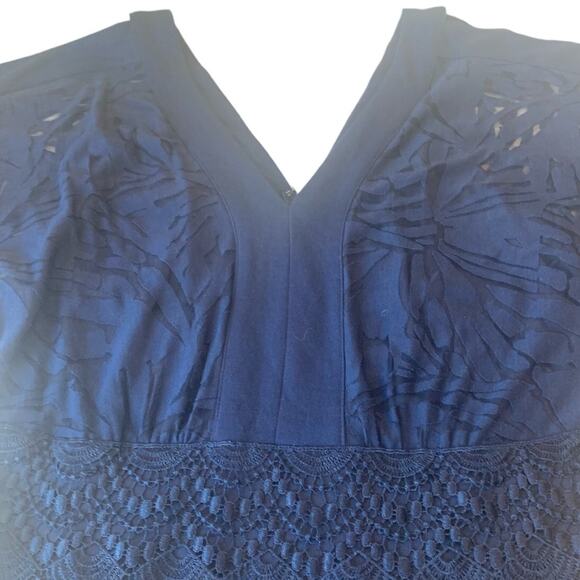 Lane Bryant Long Maxi Gown 14/16 Navy Lace Mother of Bride Deep V Cold Shoulder - Picture 4 of 11